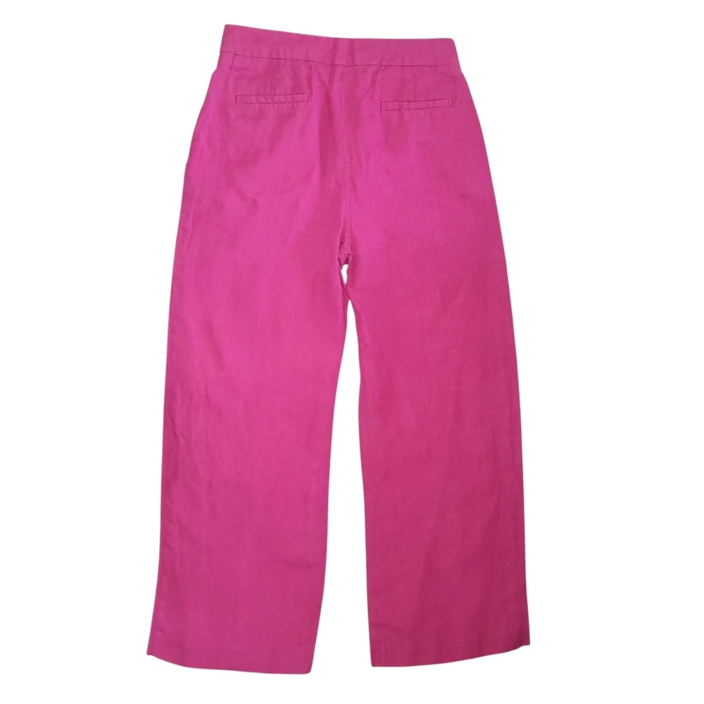 Sézane Bright Pink Linen Wide Leg Trousers Pants - Women's Size 6